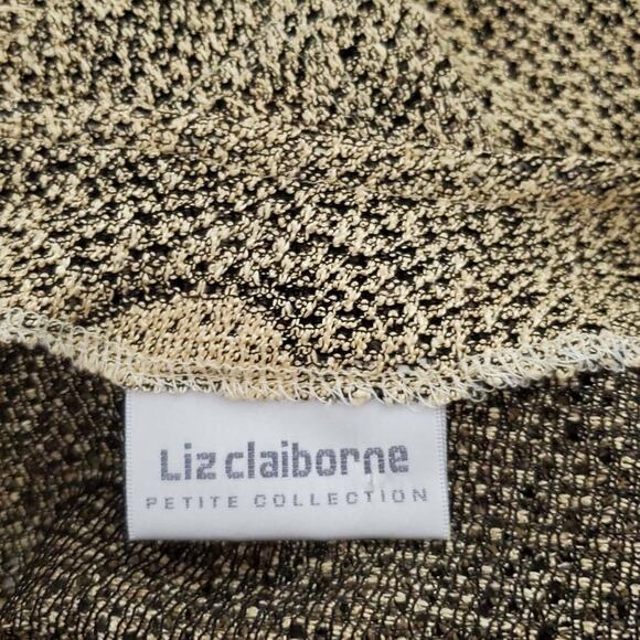 Liz Claiborne Petite XXS 2 Piece Top Set Sweater Metallic Gold Short Sleeve Cami - Picture 5 of 11